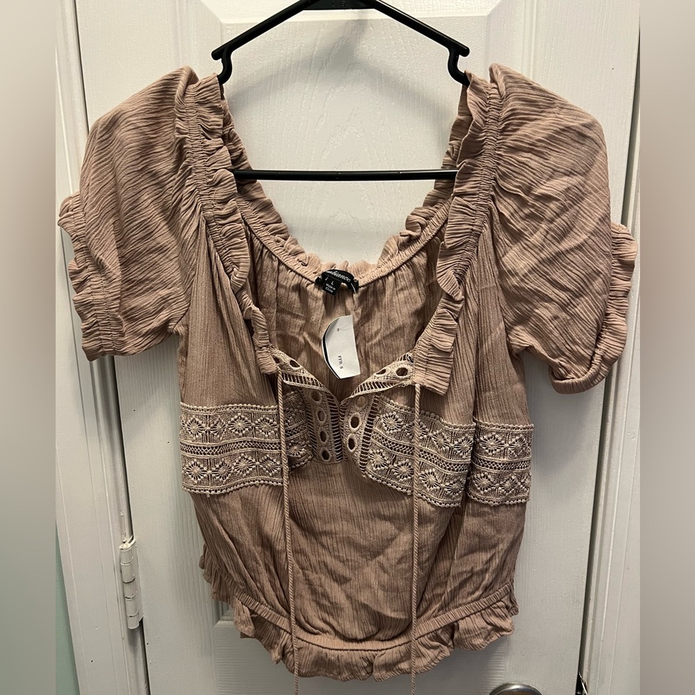 Linen Crop Top - TAN